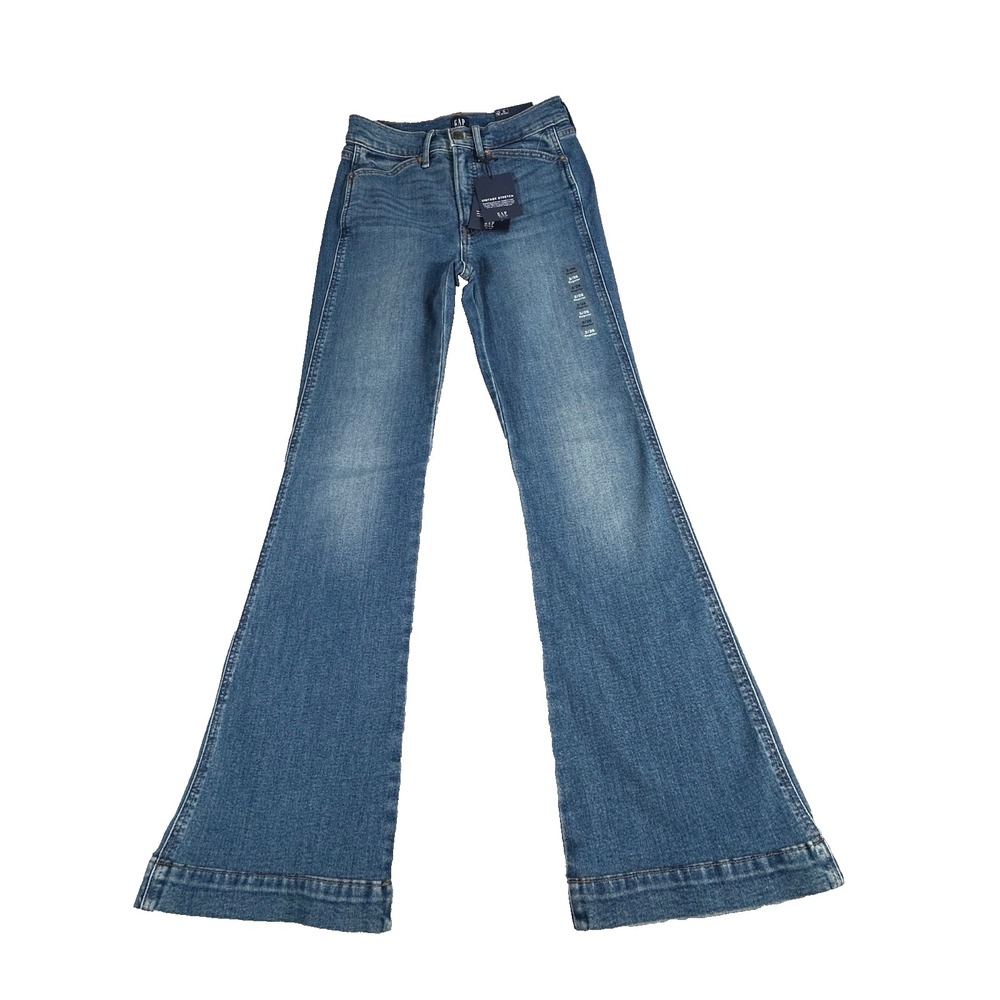 NEW Gap Denim Women's Vintage Stretch Flare Jeans Sz 2/26 Regular Blue Med Wash